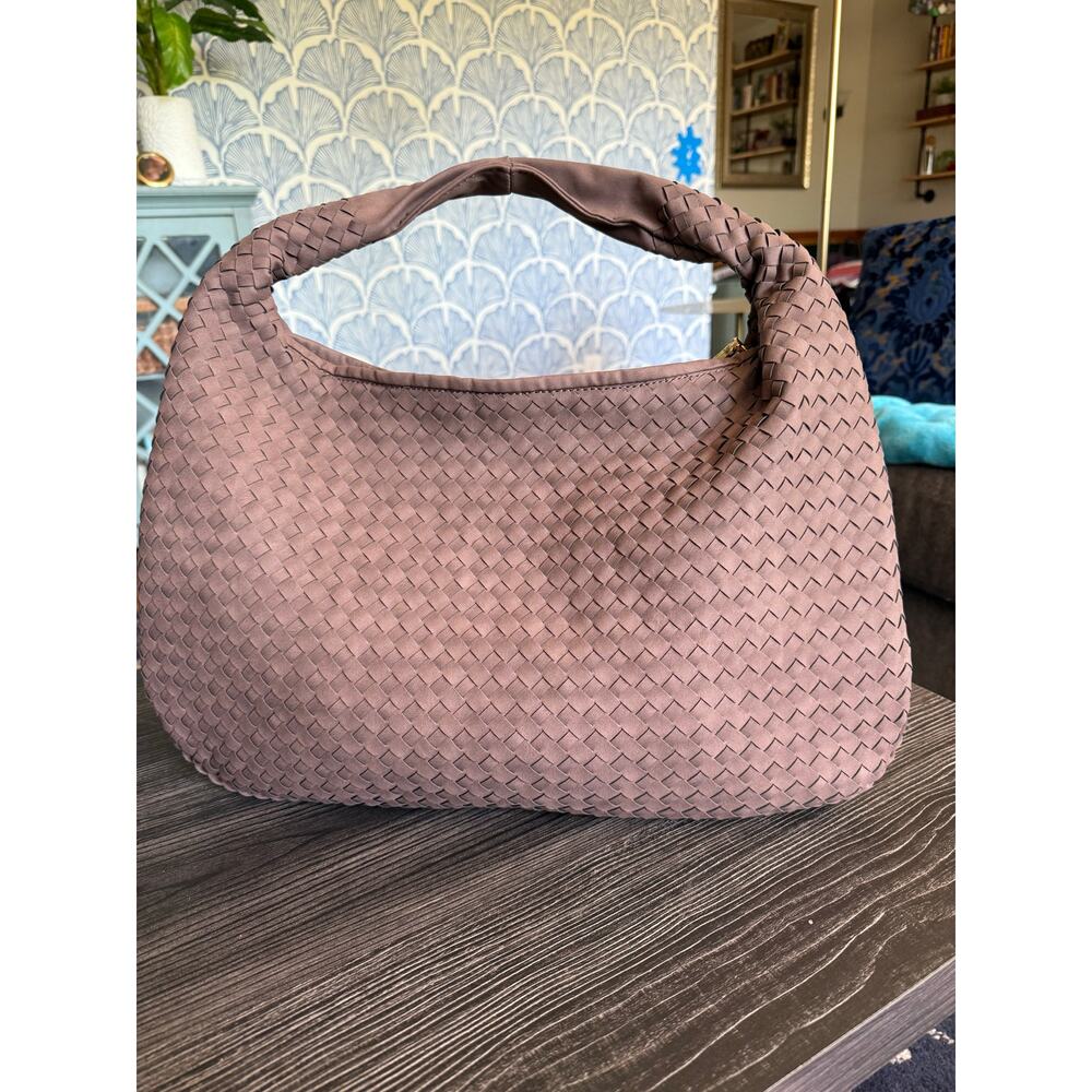 Woven Crossbody Bag - Brown and Cream